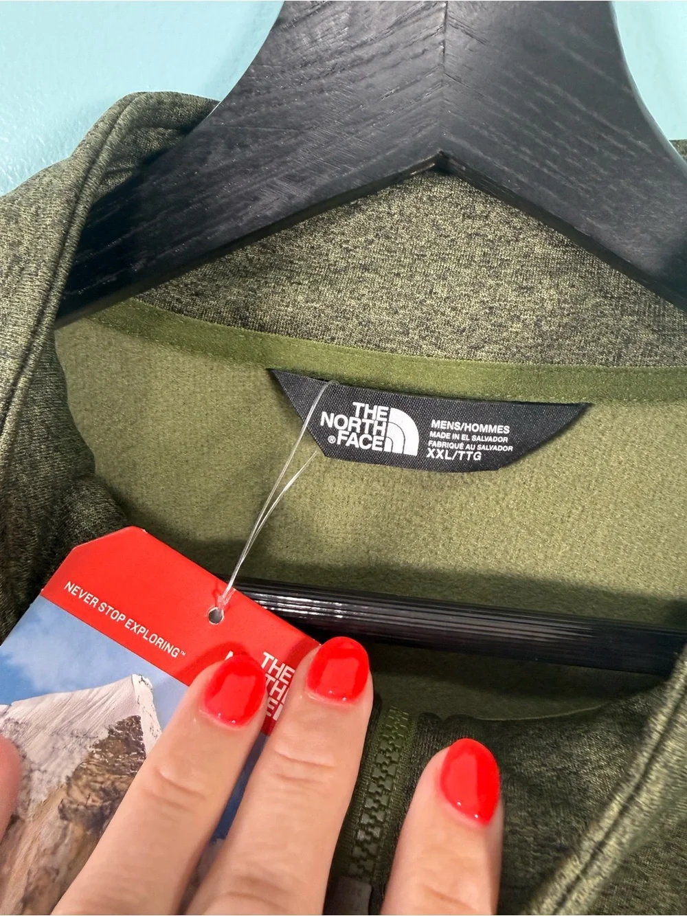 The North Face Men's Olive Green Zip-Up Fleece Pullover